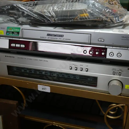 Panasonic VHS player and Sanyo stereo tuner