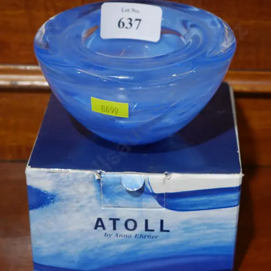 Boxed Kosta Boda glass dish