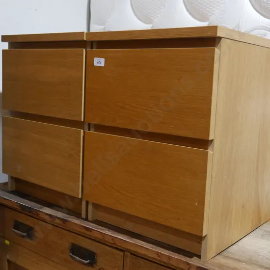 Pair of 2 draw bedside chests