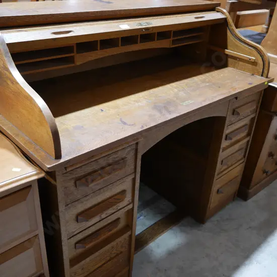 Oak roll top desk