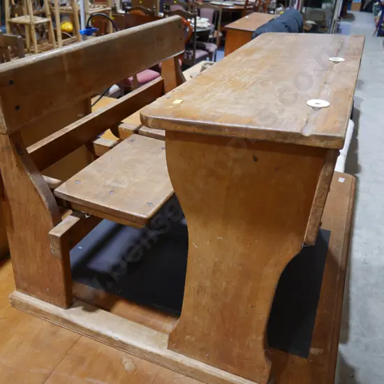Twin school desk with Inkwells
