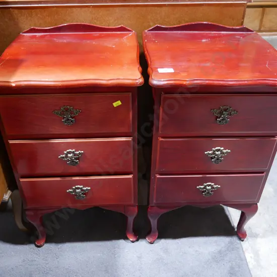 Pair 3 drawer bedside drawers