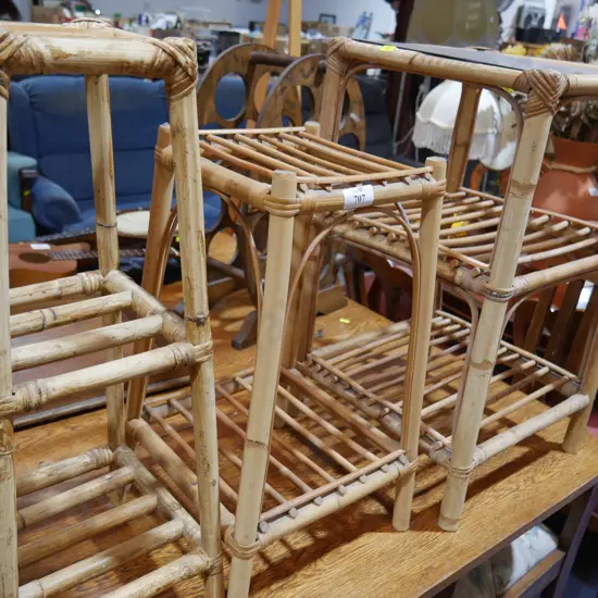 3 rattan side tables