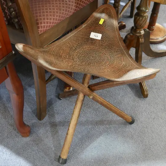 Leather tripod stool