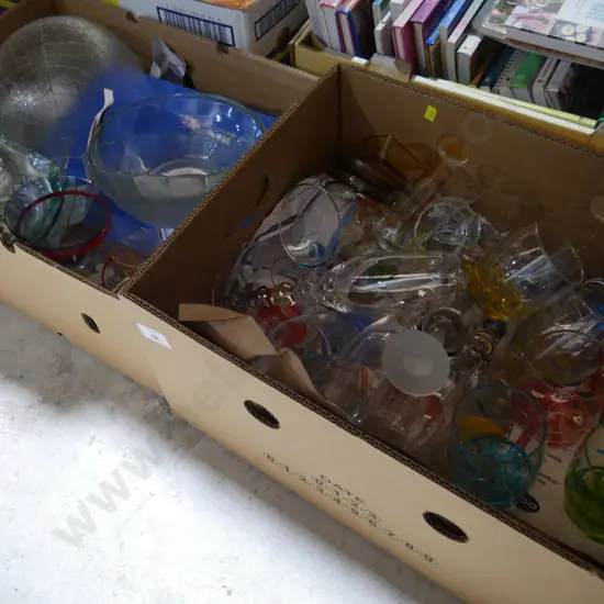 Two boxes glassware