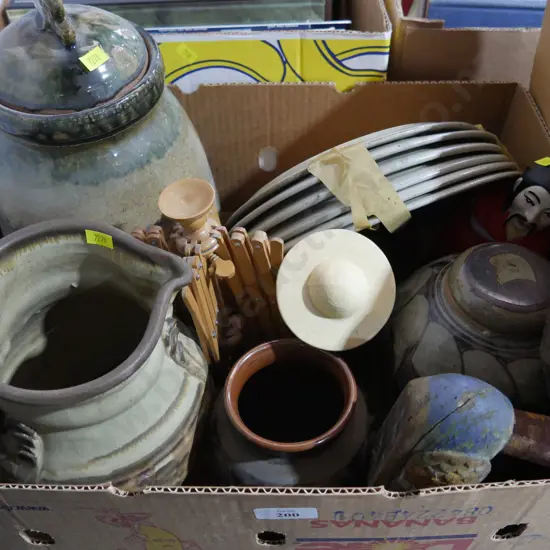 Pottery plates vases etc