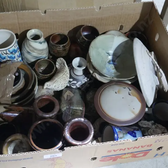 Pottery bowls vases etc