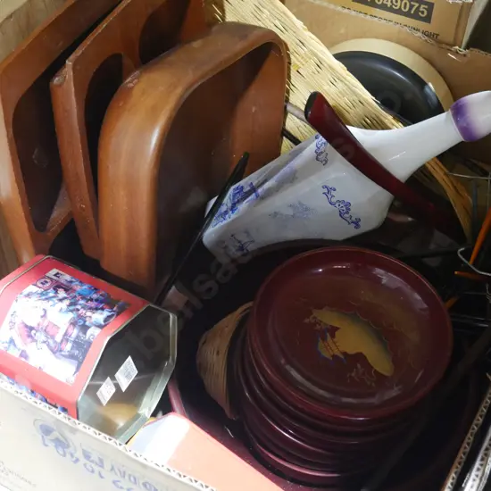 Wooden trays Asian bowls
