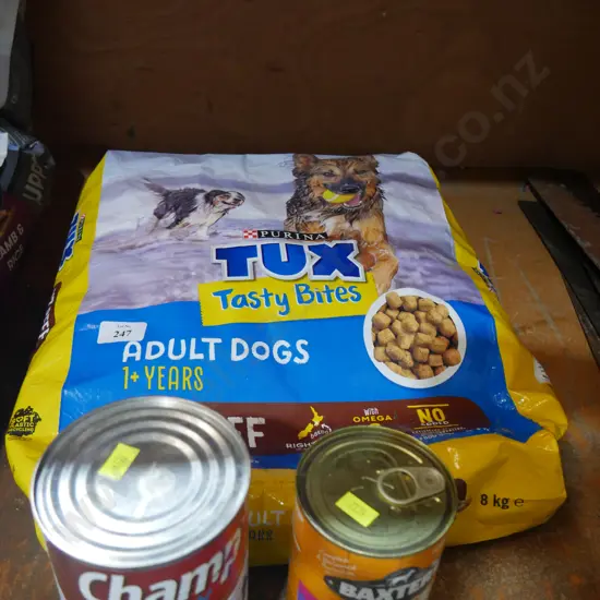 One bag two cans dogs food