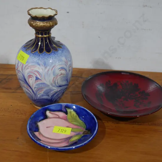 C Derby vase, Moorcroft dish etc