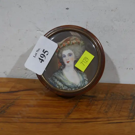 Wooden box with portrait