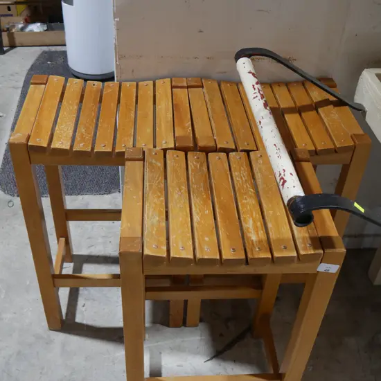 3 wooden barstools