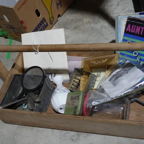 Box with handle and contents