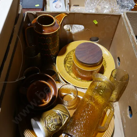 Yellow glassware etc