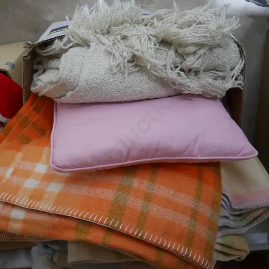 Box of pillows and blankets