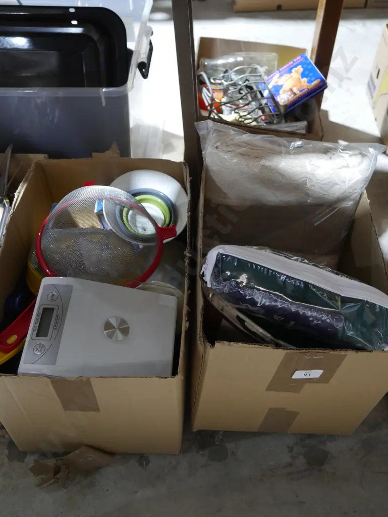 2 boxes, towels, kitchenware etc Image 1++