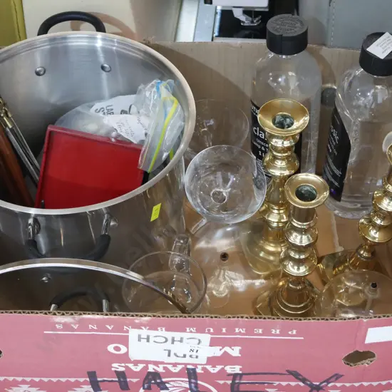 Brass candlesticks etc