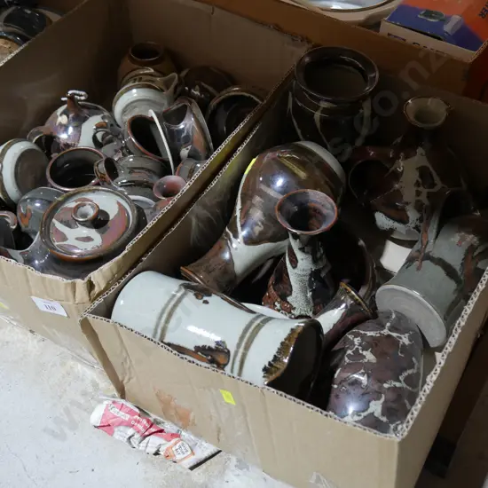 2 boxes pottery