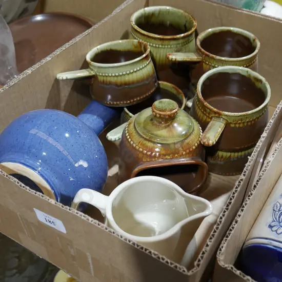 Pottery bowls jug vase