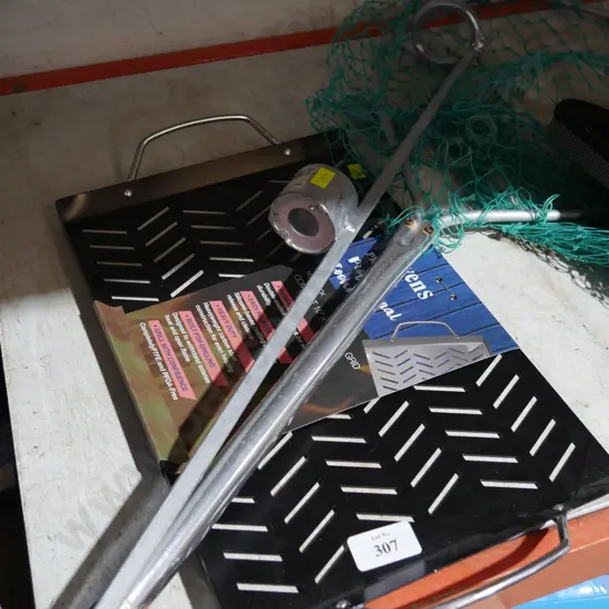 Bbq plate, landing net ,rod holder