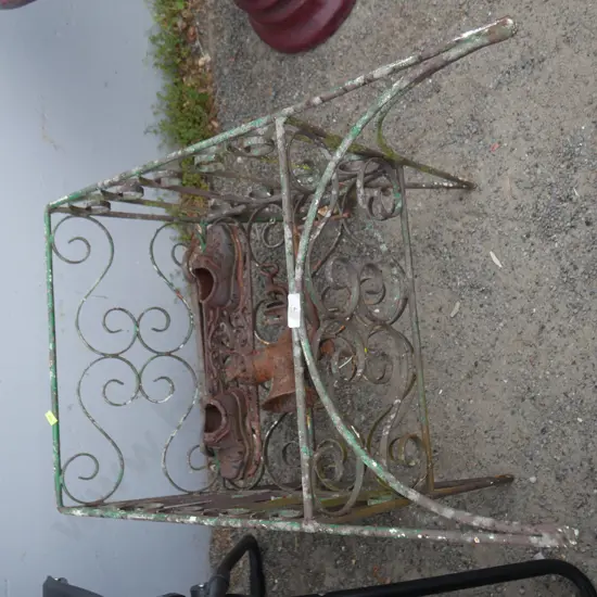 Wrought iron wheelbarrow garden decor etc