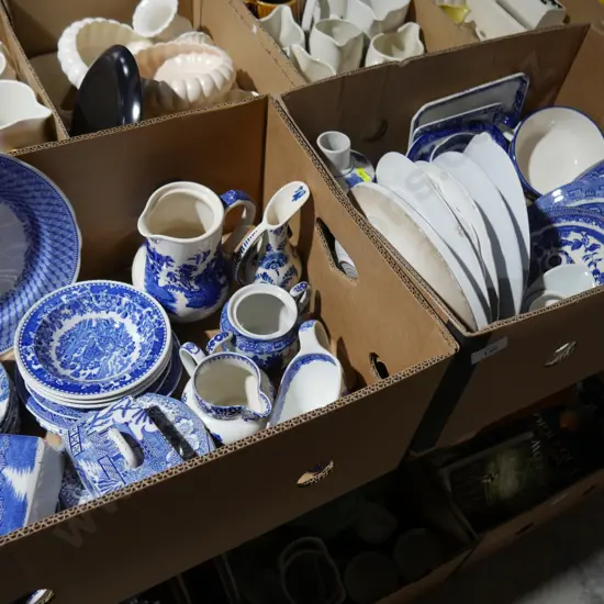 Assorted blue and white china