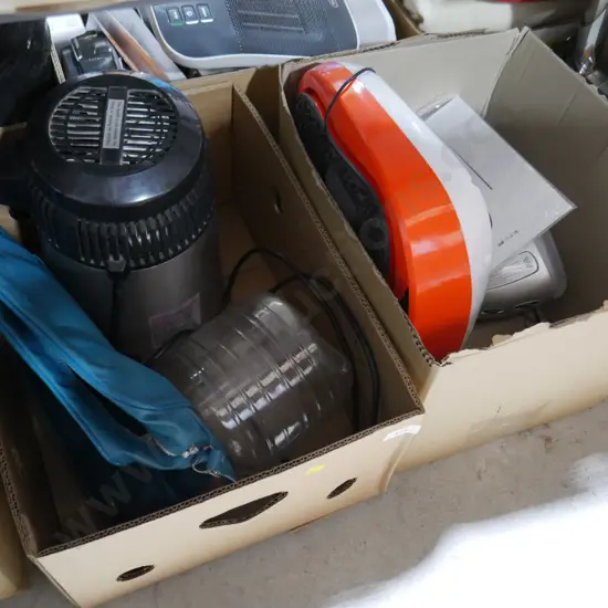 2 boxes urn , radio , power fit ect