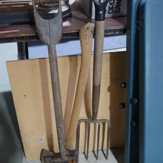Garden forks and axe