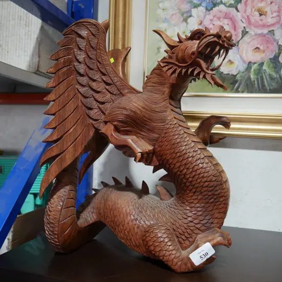 Wooden dragon sculpture