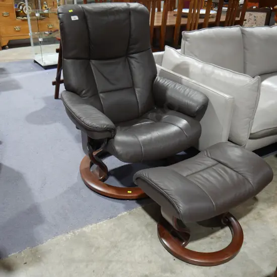 Leather Stressless chair and stool
