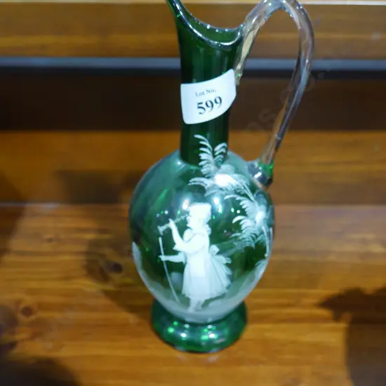 Green Mary Gregory jug