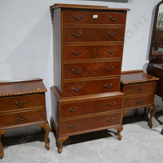 Chest on chest and pair bedside drawers