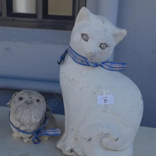 Concrete cat and dog