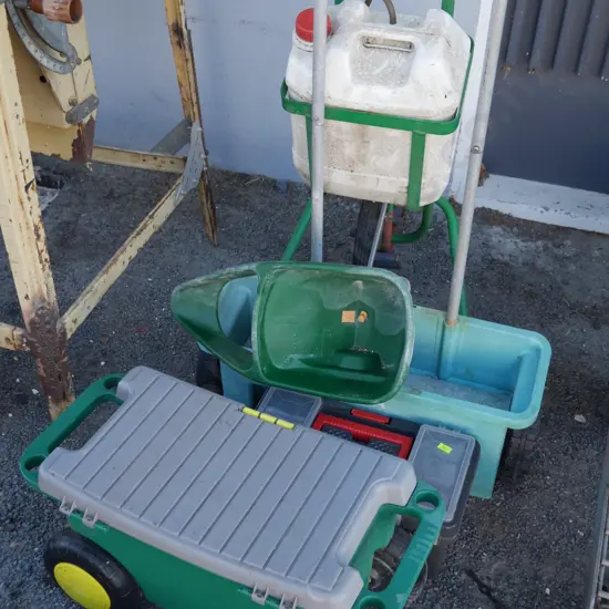 Garden sprayer, seeder, toolbox